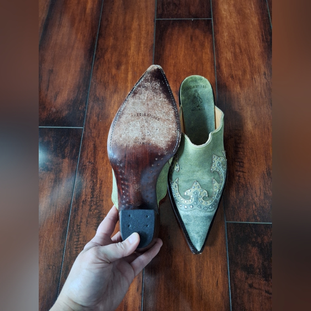 Green Pointed Toe Slip-On Women's Mules - Picture 8 of 9